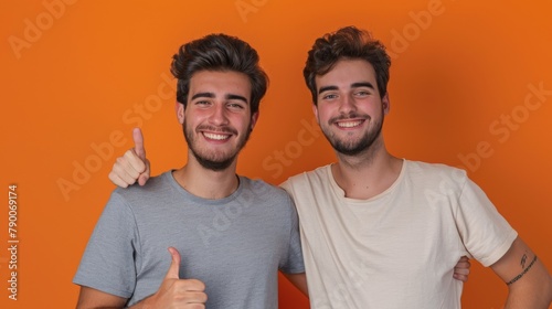 Smiling Men with Thumbs Up photo