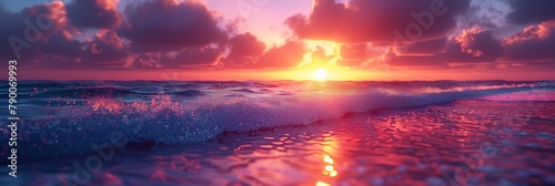 Ocean Sunset with Vivid Colors and Sparkling Waters