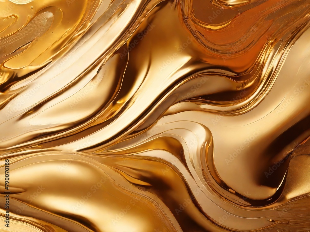 Painted background. Abstract emotional art. Modern design element. Golden liquid acrylic paints