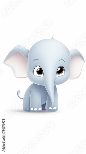 A cute cartoon elephant with big ears and a long trunk. photo