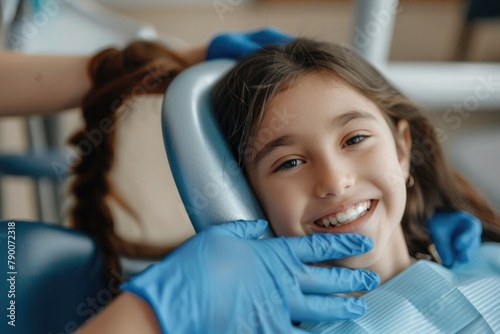 A cute happy little on dental examination