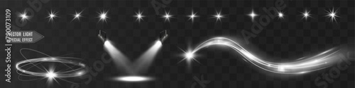 Light white wave and spotlight shine effect,glow line sparkle shine. Silver white wavy effects.
