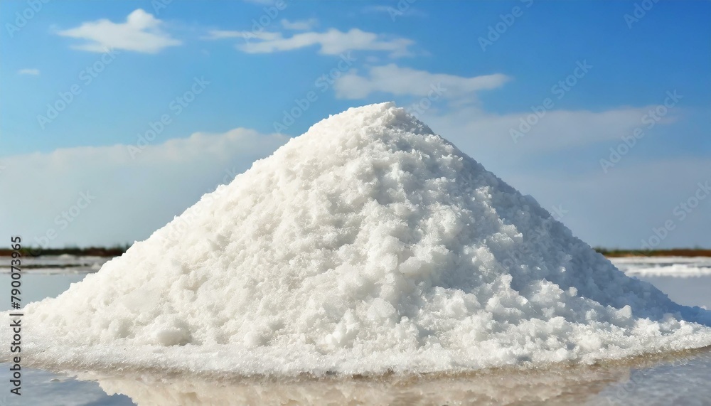 Salt Material Sea salt farm. Pile of white salt. Raw material of salt industrial ...