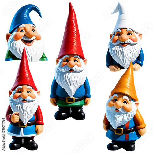 A series of hand-painted garden gnomes Transparent Background Images 