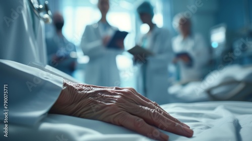 Elderly Patient in Hospital Bed photo
