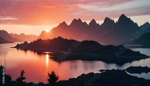 Breathtaking Mountain Lake Sunset Landscape