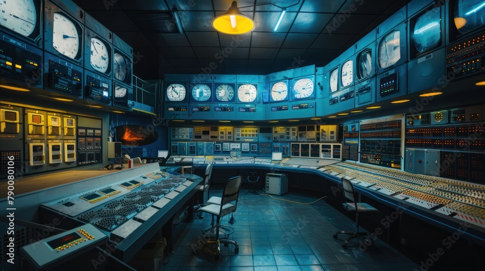 A bustling control room filled with monitors and switches, where electrical engineers monitor and manage the power supply. A bustling control room filled with monitors and switches, where electrical engineers monitor and manage the power supply.