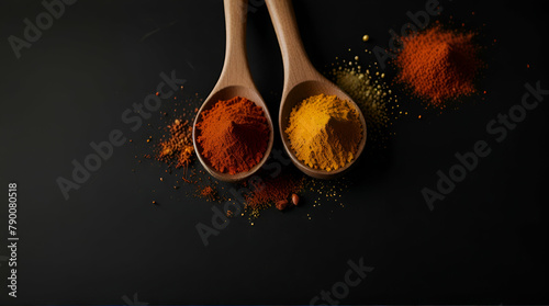 Spices on black background, Generative.AI 