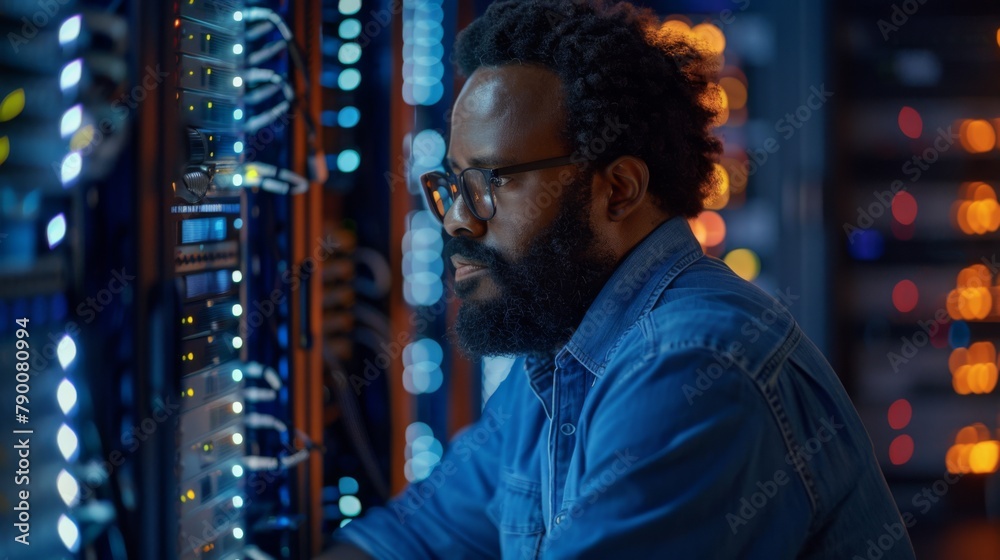 IT Professional at Work in Data Center IT Professional at Work in Data Center