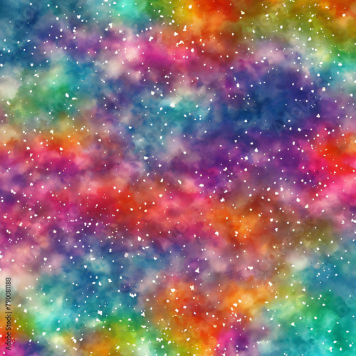 Seamless rainbow watercolor texture. Watercolor galaxy pattern.