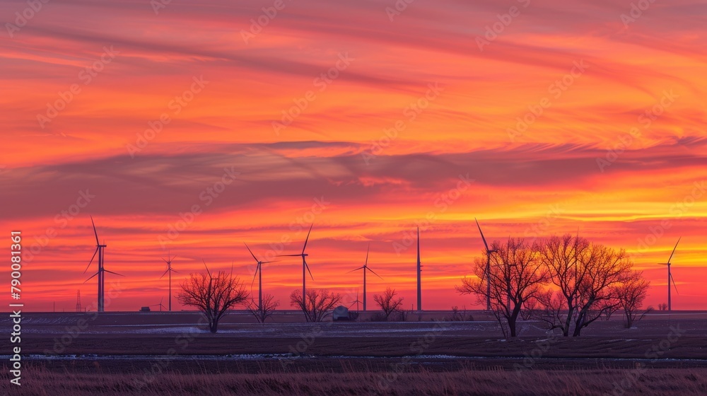 Imagine the tranquil beauty of a wind farm at sunset Imagine the tranquil beauty of a wind farm at sunset