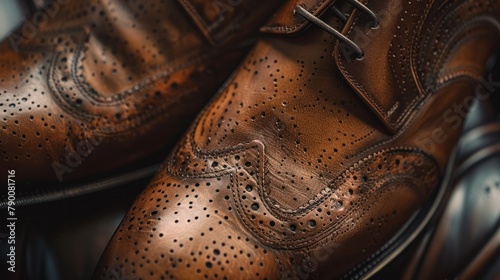 pair of handcrafted leather shoes, their intricate stitching and patina highlighting their timeless elegance