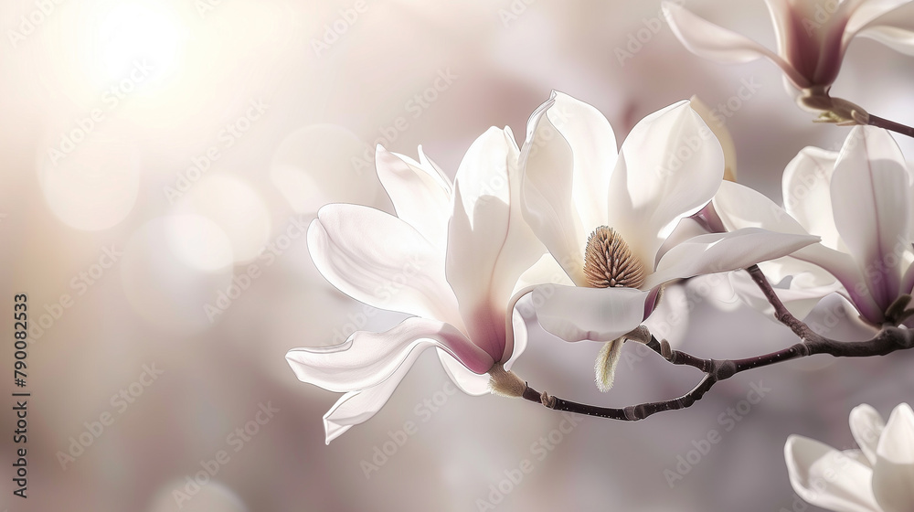 Blooming magnolia in the sun's rays Blooming magnolia in the sun's rays