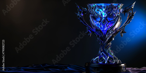 Crystal glass on black. AI generated art illustration.