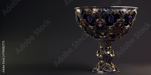 Crystal glass on black. AI generated art illustration.