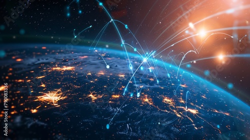 Digital world globe, concept of global network and connectivity on Earth, high speed data transfer and cyber technology, information exchange and international telecommunication