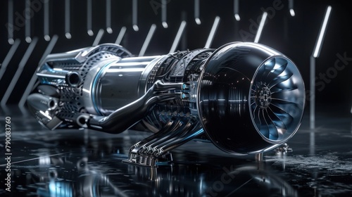 A futuristic engine design that utilizes cutting-edge technology to achieve unprecedented levels of efficiency and power photo