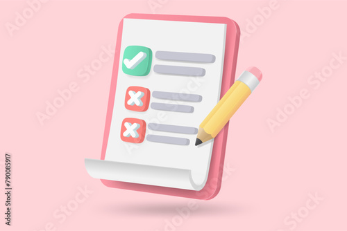 3d white clipboard task management todo check list, work project plan concept, fast checklist, posting plan on white background, productivity checklist 3d icon, level up 3d concept
