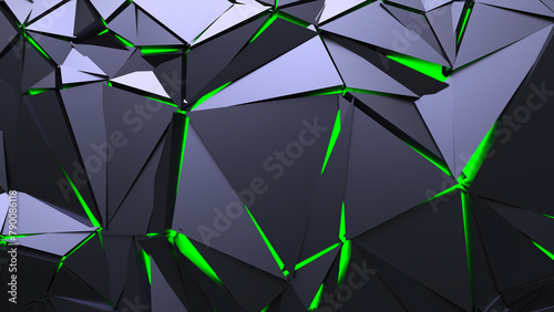 Abstract Polygonal Green Light Background Art Backgrounds 3D Illustration Volume-3 (ID: 790086118)