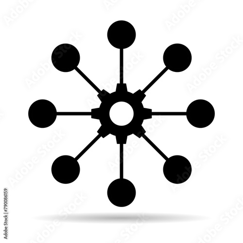 Multichannel digital design shadow icon, omnichannel flat web symbol, internet vector illustration