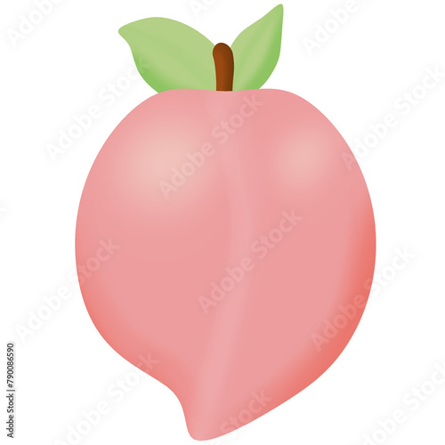 Juicy Peach Vector, Cartoon Fresh Fruit with pinky color