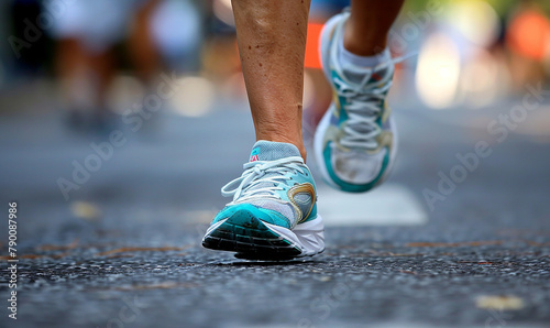 runner's legs in sneakers close-up 