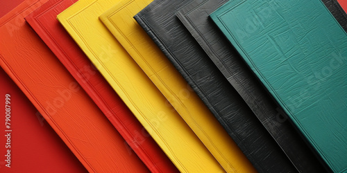 Black history month. Different colored binders placed neatly on top of each other in a row banner Juneteenth day