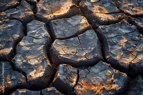 Detailed view of a cracked and dried dirt field texture wallpapper photo