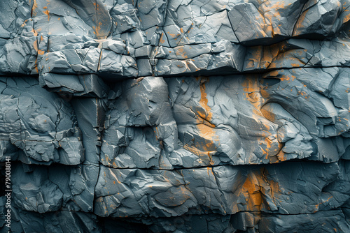 Detailed view of rugged rock face with vibrant yellow paint texture wallpapper