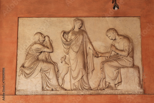 Sculpted Tablet at the San Lorenzo in Lucina Basilica Portico in Rome, Italy photo