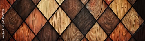 wood texture abstract pattern diamond shapes background with geometric lines. photo
