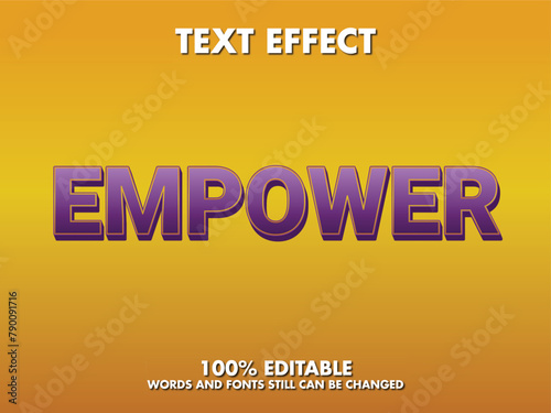 Empower vector cool text effect editable template, cold text, fun font, cool text, modern editable typography	
