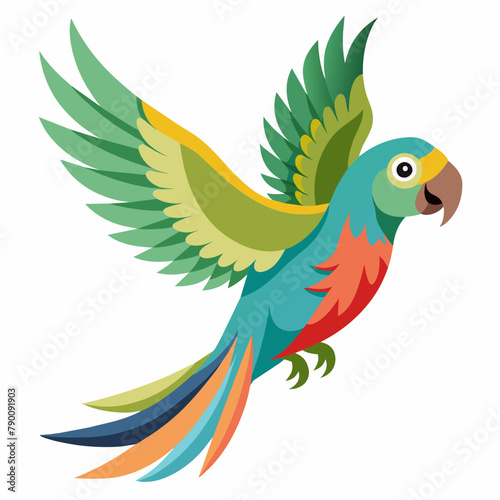 Parrot flying vector illustration on white background