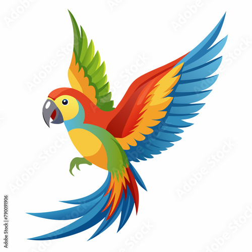 Parrot flying vector illustration on white background