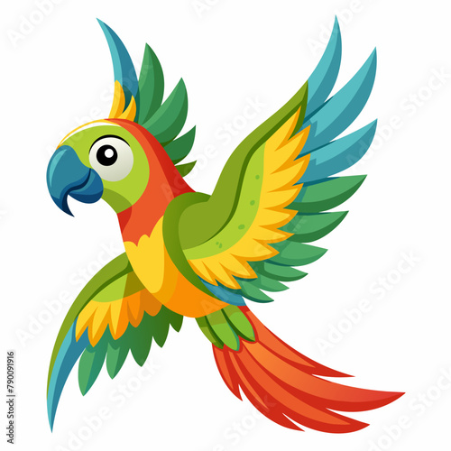 Parrot flying vector illustration on white background