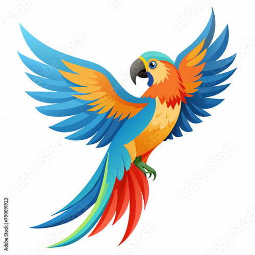 Parrot flying vector illustration on white background