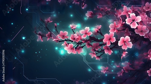 Cyber spring background  copy space for text
