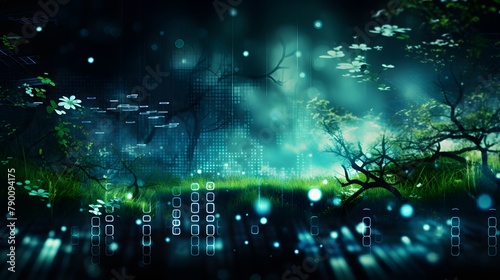 Cyber spring background, copy space for text