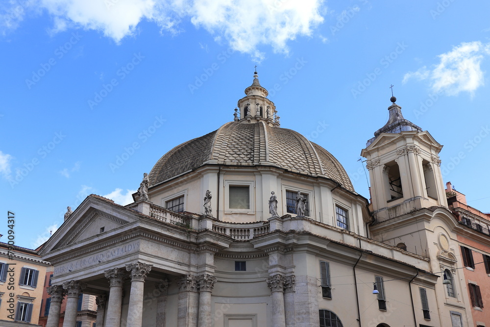 Santa Maria di Montesanto Church Exterior Close Up in Rome, Italy Santa Maria di Montesanto Church Exterior Close Up in Rome, Italy