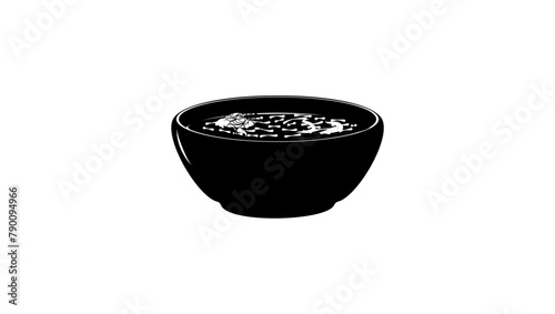 Plate of borscht, black isolated silhouette