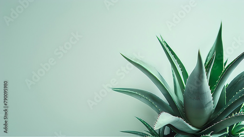 An Aloe Vera plant presented against a soft pastel background, emphasizing its succulent leaves and medicinal properties.
 photo