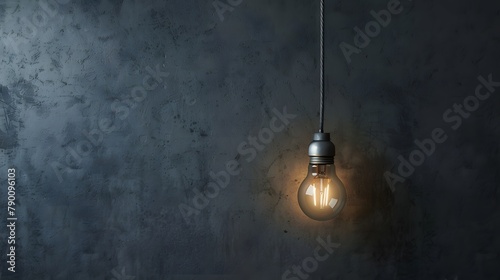Symbolize innovation with a minimalist concept on a sleek slate gray background, rendered in full ultra HD high resolution for crisp detail. photo
