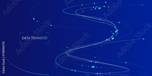 Illustration of abstract stream. Artificial intelligence. Big data, technology, AI, data transfer, data flow, large language model, generative AI	
