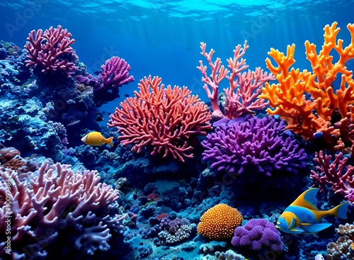 Beautiful colorful large reefs and corals