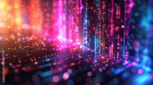A vibrant pixelated abstract background with a mesmerizing blend of neon colors, reminiscent of 80s retro video games