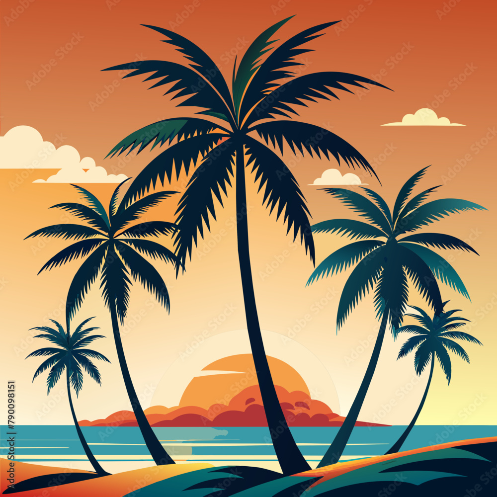 Create 3 tropical palm against a clean white background Create 3 tropical palm against a clean white background