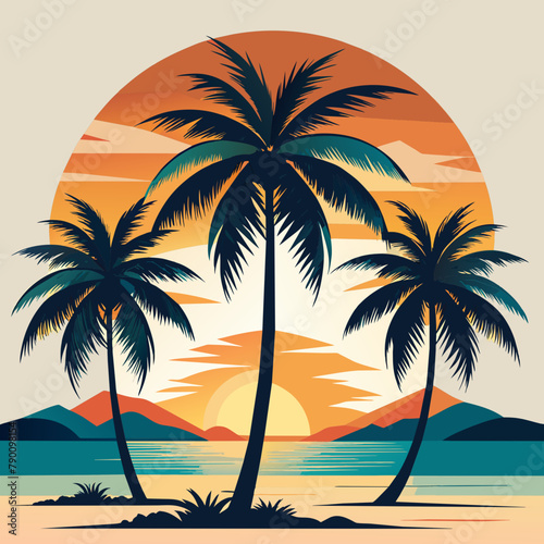 Create 3 tropical palm against a clean white background