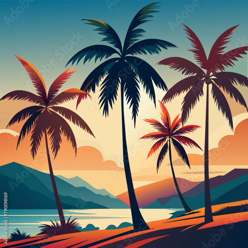 Create 3 tropical palm against a clean white background © Chayon Sarker