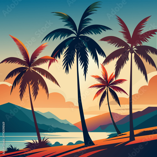 Create 3 tropical palm against a clean white background