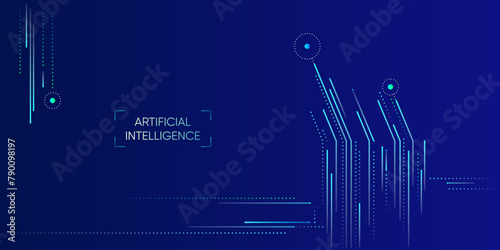 Illustration of abstract stream. Artificial intelligence. Big data, technology, AI, data transfer, data flow, large language model, generative AI	
